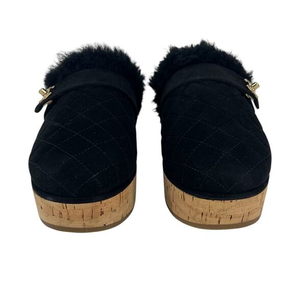 Chanel 21A Black Shearling CC Turn Clasp Quilt Cork Mules - Picture 9 of 14